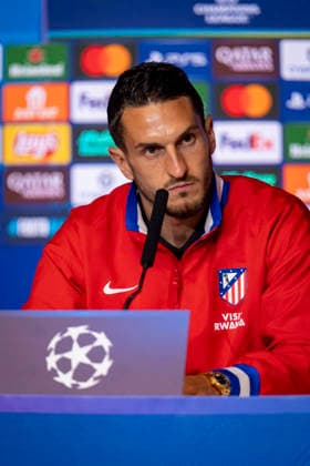 Atletico de Madrid Training Session And press conference, PK, Pressekonferenz - UEFA Champions League 2025 26 League Knockout Play-off Second Leg Jorge Resurreccion Koke of Atletico de Madrid speaks during the Training Session And Press Conference ahead of the UEFA Champions League 2025 26 League Knockout Play-off Second Leg match against Club Brugge KV at Estadio Riyadh Air Metropolitano on February 23, 2026 in Madrid, Spain. Madrid Estadio Riyadh Air Metropolitano Madrid Spain Copyright: xAlbertoxGardinx AGardin_20260223_Foot_Champ_Atletico_Madrid_PC_0171