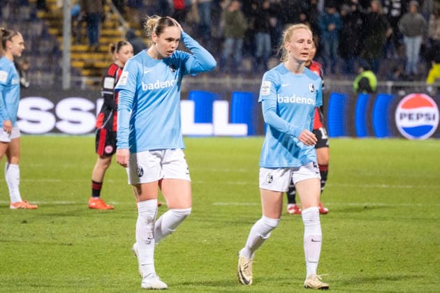 Germany Soccer Google Pixel Women Bundesliga 2025 2026 Eintracht Frankfurt vs SC Freiburg 19 Matchday Am Brentanobad Stadion Frankfurt after the match Alina Axtmann SC Freiburg, 3 Facial expression, Sad Copyright: xOrhanxHabashx