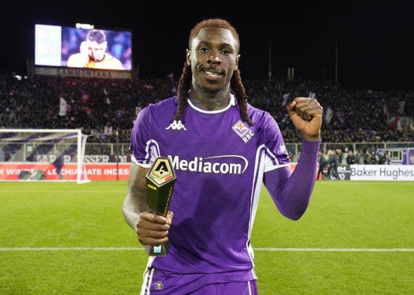 Fiorentina™s Moise Kean awarded as Player of the match at the end of the Serie A soccer match between Fiorentina and Pisa at the Artemio Franchi stadium in Florence, center of Italy - Monday, February 23, 2026. - Soccer  Copyright: xMarcoxBucco LaxPressex