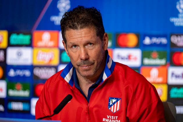 Atletico de Madrid Training Session And press conference, PK, Pressekonferenz - UEFA Champions League 2025 26 League Knockout Play-off Second Leg Diego Pablo Simeone, head coach of Atletico de Madrid, speaks during the Training Session And Press Conference ahead of the UEFA Champions League 2025 26 League Knockout Play-off Second Leg match against Club Brugge KV at Estadio Riyadh Air Metropolitano on February 23, 2026 in Madrid, Spain. Madrid Estadio Riyadh Air Metropolitano Madrid Spain Copyright: xAlbertoxGardinx AGardin_20260223_Foot_Champ_Atletico_Madrid_PC_0182