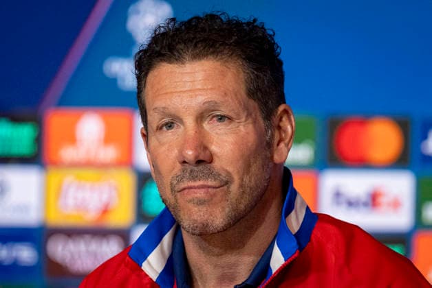Atletico de Madrid Training Session And press conference, PK, Pressekonferenz - UEFA Champions League 2025 26 League Knockout Play-off Second Leg Diego Pablo Simeone, head coach of Atletico de Madrid, speaks during the Training Session And Press Conference ahead of the UEFA Champions League 2025 26 League Knockout Play-off Second Leg match against Club Brugge KV at Estadio Riyadh Air Metropolitano on February 23, 2026 in Madrid, Spain. Madrid Estadio Riyadh Air Metropolitano Madrid Spain Copyright: xAlbertoxGardinx AGardin_20260223_Foot_Champ_Atletico_Madrid_PC_0186