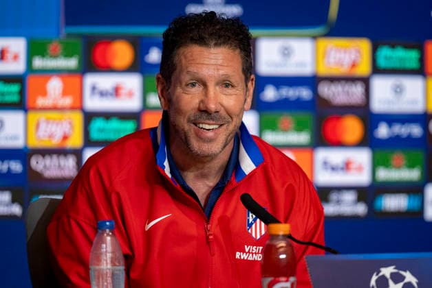 Atletico de Madrid Training Session And press conference, PK, Pressekonferenz - UEFA Champions League 2025 26 League Knockout Play-off Second Leg Diego Pablo Simeone, head coach of Atletico de Madrid, speaks during the Training Session And Press Conference ahead of the UEFA Champions League 2025 26 League Knockout Play-off Second Leg match against Club Brugge KV at Estadio Riyadh Air Metropolitano on February 23, 2026 in Madrid, Spain. Madrid Estadio Riyadh Air Metropolitano Madrid Spain Copyright: xAlbertoxGardinx AGardin_20260223_Foot_Champ_Atletico_Madrid_PC_0195