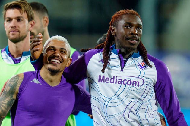 ACF Fiorentina v Pisa SC - Serie A Enilive Moise Kean of ACF Fiorentina celebrates victory with Dodo at the end of the serie Serie A Enilive match between ACF Fiorentina and Pisa SC at Stadio Artemio Franchi on February 23, 2026 in Florence, Italy Florence Stadio Artemio Franchi Tuscany Italy Copyright: xGiuseppexMaffiax 260223_SerieA_Fiorentina-Pisa_GM_06131