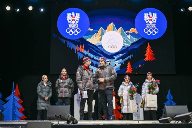 OLYMPICS - Winter Olympic Games, Olympische Spiele, Olympia, OS Milano Cortina 2026 INNSBRUCK,AUSTRIA,23.FEB.26 - OLYMPICS - Winter Olympic Games Milano Cortina 2026, Olympic Team Austria, medal celebration. Image shows secretary general Florian Gosch (OEOC).  GEPAxpictures xDanielxSchoenherr