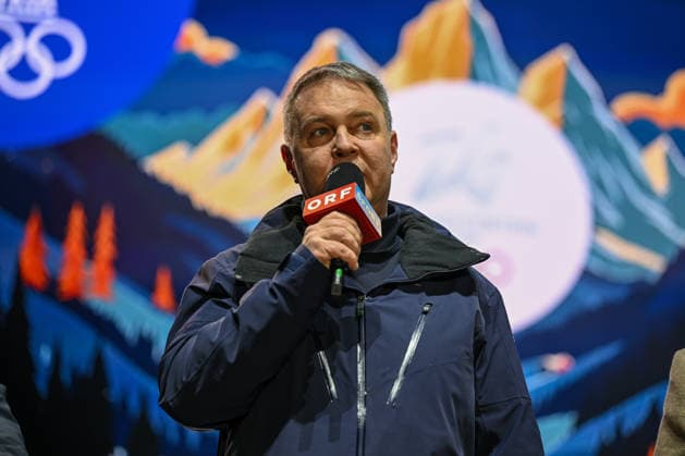OLYMPICS - Winter Olympic Games, Olympische Spiele, Olympia, OS Milano Cortina 2026 INNSBRUCK,AUSTRIA,23.FEB.26 - OLYMPICS - Winter Olympic Games Milano Cortina 2026, Olympic Team Austria, medal celebration. Image shows minister of Sports Andreas Babler.  GEPAxpictures xDanielxSchoenherr