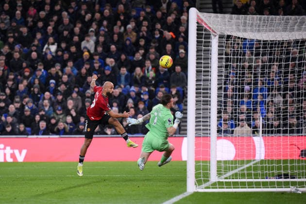 Bryan Mbeumo of Manchester United, ManU has a shot on goal - Everton v Manchester United, Premier League, Hill Dickinson Stadium, Liverpool, UK, Football - 23rd February 2026 Everton v Manchester United, Premier League, Football, Hill Dickinson Stadium, Liverpool, UK - 23 Feb 2026Liverpool Hill Dickinson Stadium United Kingdom EDITORIAL USE ONLY No use with unauthorised audio, video, data, fixture lists, club league logos or live services. Online in-match use limited to 120 images, no video emulation. No use in betting, games or single club league player publications. Copyright: xMDI Shutterstockx 16687971v
