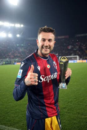 Bologna™s Federico Bernardeschi Panini player of the match during the Serie A soccer match between Bologna and Udinese at the Renato Dall™Ara Stadium in Bologna -Monday, February 23, 2026. - Soccer .  Copyright: xGiannixSantandrea LaPressex
