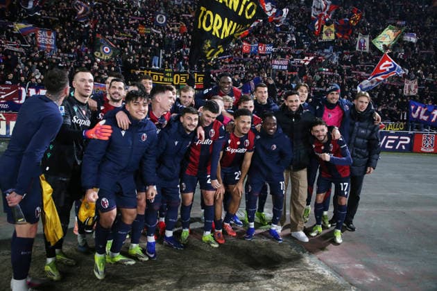 Bologna™s final exultation during the Serie A soccer match between Bologna and Udinese at the Renato Dall™Ara Stadium in Bologna -Monday, February 23, 2026. - Soccer .  Copyright: xGiannixSantandrea LaPressex