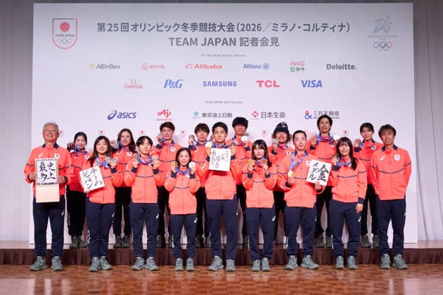 Japan Delegation (JPN), FEBRUARY 24, 2026 : Japan Delegation attend a press conference, PK, Pressekonferenz upon their return from the Milano Cortina 2026 Olympic Winter games, Winterspiele,Spiele, Summer games in Tokyo, Japan. Noxthirdxpartyxsales  aflo_321105932