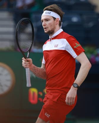 Alexander Bublik makes a fist and cheers, cheers, joy, emotion, Dubai Duty Free Tennis Championships, Dubai, U A E Tennis Dubai Tennis Championships 2025 ATP Dubai Duty Free Tennis Stadium Dubai United Arab Emirates 24 February 2026 Copyright: xJuergenxHasenkopfx