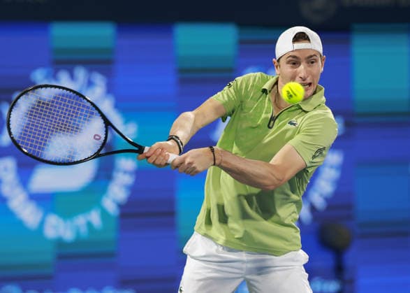 Ugo Humbert, Dubai Duty Free Tennis Championships, Dubai, U A E Tennis Dubai Tennis Championships 2025 ATP Dubai Duty Free Tennis Stadium Dubai United Arab Emirates 24 February 2026 Copyright: xJuergenxHasenkopfx