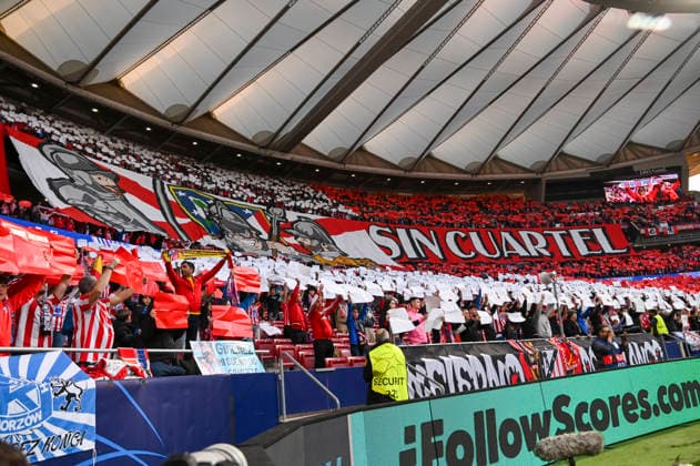 February 24, 2026, Madrid, Madrid, Spain: Atletico de Madrid Fans during the Champions League match, second leg of the Play-Off between ATLo°TICO DE MADRID and CLUB BRUJAS KV, held on February 24, 2026, at the Riad Air Metropolitano, Madrid, Spain. Madrid Spain - ZUMAc312 20260224_zsp_c312_011 Copyright: xOscarxManuelxSanchezx
