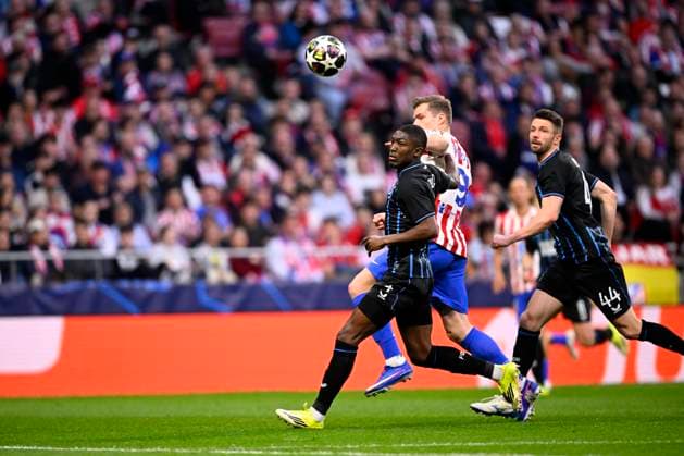 Atletico de Madrid v Club Brugge - UEFA Champions League MADRID, SPAIN - FEBRUARY 24 : Mechele Brandon defender of Club Brugge, Ordonez Joel defender of Club Brugge in action during the UEFA Champions League 2025 26 knockout phase play-off match second leg between Atletico de Madrid and Club Brugge on February 24, 2026 in Madrid, Spain, 24 02 2026 Madrid Spain  Copyright: xTomasxSiskx