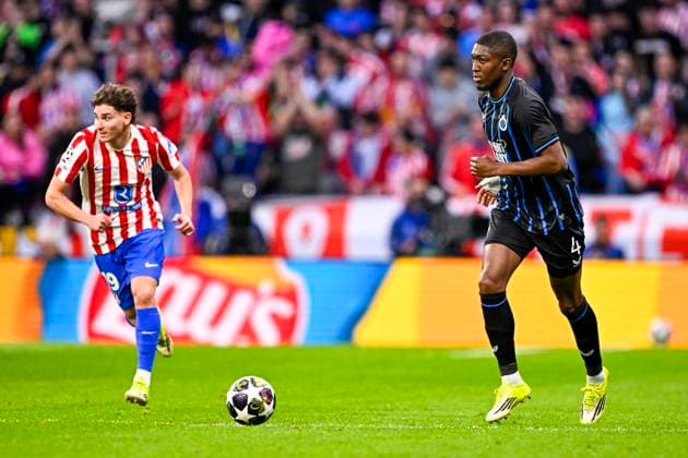 Atletico de Madrid v Club Brugge - UEFA Champions League MADRID, SPAIN - FEBRUARY 24 : Ordonez Joel defender of Club Brugge in action during the UEFA Champions League 2025 26 knockout phase play-off match second leg between Atletico de Madrid and Club Brugge on February 24, 2026 in Madrid, Spain, 24 02 2026 Madrid Spain  Copyright: xTomasxSiskx