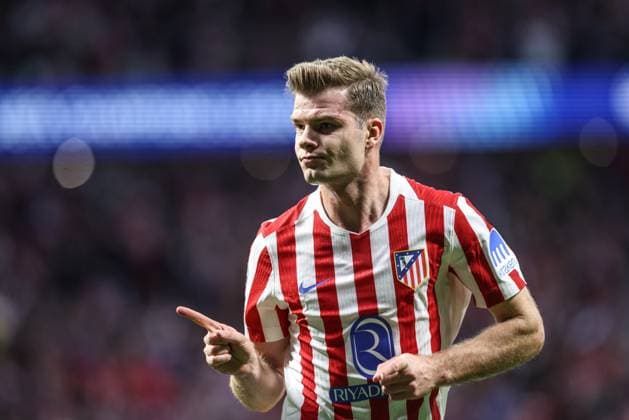 Atletico Madrid s Alexander Sorloth celebrates after scoring during a soccer game between Spanish team Atletico Madrid and Belgian Club Brugge, in Madrid, on Tuesday 24 February 2026, the return leg game in the Knockout phase play-offs of the UEFA Champions League tournament. BRUNOxFAHY  x164860265x