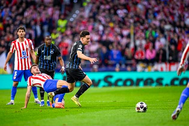 Atletico de Madrid v Club Brugge - UEFA Champions League MADRID, SPAIN - FEBRUARY 24 : Vetlesen Hugo midfielder of Club Brugge in action during the UEFA Champions League 2025 26 knockout phase play-off match second leg between Atletico de Madrid and Club Brugge on February 24, 2026 in Madrid, Spain, 24 02 2026 Madrid Spain  Copyright: xTomasxSiskx