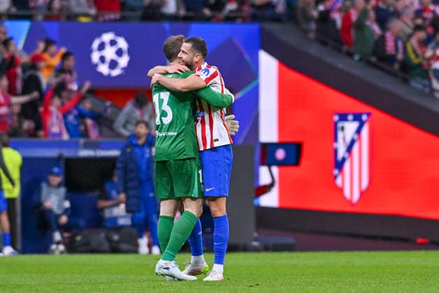February 24, 2026, Madrid, Madrid, Spain: JAN OBLAK of Atletico de Madrid and DAVID HANCKO of Atletico de Madrid celebrates a goal during the Champions League match, second leg of the Play-Off between ATLo°TICO DE MADRID and CLUB BRUJAS KV, held on February 24, 2026, at the Riad Air Metropolitano, Madrid, Spain. Madrid Spain - ZUMAc312 20260224_zsp_c312_028 Copyright: xOscarxManuelxSanchezx