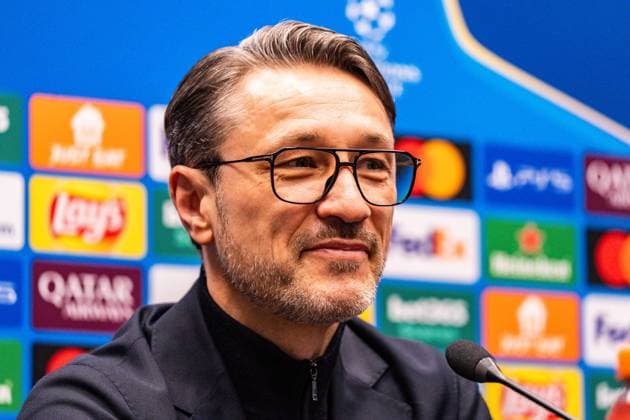 24 02 2026, Atalanta Bergamo vs Borussia Dortmund, UEFA Champions League, Playoffs second leg The press conference before the second leg with Niko Kovac Borussia Dortmund, coach and Jobe Bellingham Borussia Dortmund, 7 Regulations prohibit any use of photographs as image sequences and or quasi video Copyright: xBahhoxKarax