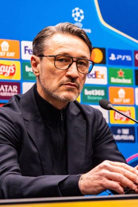 24 02 2026, Atalanta Bergamo vs Borussia Dortmund, UEFA Champions League, Playoffs second leg The press conference before the second leg with Niko Kovac Borussia Dortmund, coach and Jobe Bellingham Borussia Dortmund, 7 Regulations prohibit any use of photographs as image sequences and or quasi video Copyright: xBahhoxKarax