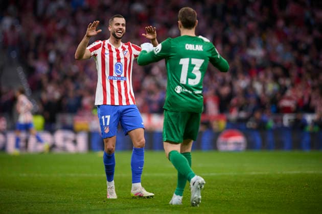 ATLETICO DE MADRID v CLUB BRUGGE KV. CHAMPIONS LEAGUE 2025 2026. ROUND KO PLAY-OFFS 2ND LEG MATCH. Atletico de Madrid s David Hancko and Jan Oblak celebrate goal during Champions League 2025 2026, KO play-offs 2nd leg match. February 24 ,2026. (ALTERPHOTOS Jorge Ropero) MadridSpain  Copyright: xJorgexRoperox