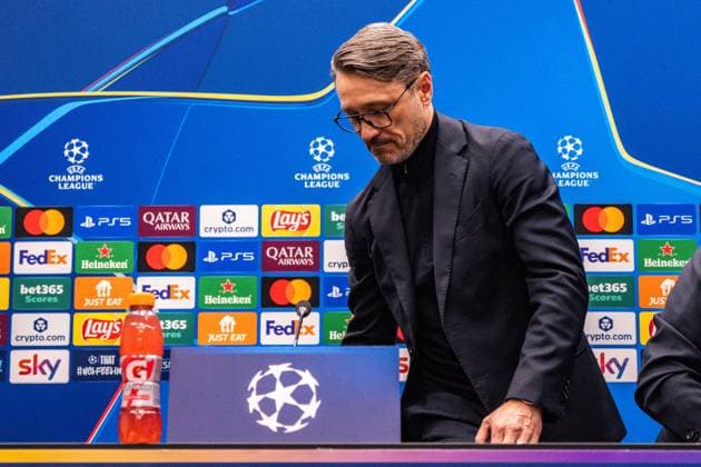 24 02 2026, Atalanta Bergamo vs Borussia Dortmund, UEFA Champions League, Playoffs second leg The press conference before the second leg with Niko Kovac Borussia Dortmund, coach and Jobe Bellingham Borussia Dortmund, 7 Regulations prohibit any use of photographs as image sequences and or quasi video Copyright: xBahhoxKarax