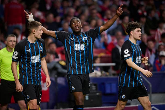 ATLETICO DE MADRID v CLUB BRUGGE KV. CHAMPIONS LEAGUE 2025 2026. ROUND KO PLAY-OFFS 2ND LEG MATCH. Club Brugge KV s Joel Ordonez celebrates goal during Champions League 2025 2026, KO play-offs 2nd leg match. February 24 ,2026. (ALTERPHOTOS Jorge Ropero) MadridSpain  Copyright: xJorgexRoperox