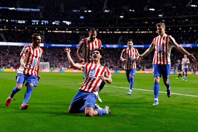 UEFA champions league - Atletico de Madrid vs Club Brugge MADRID,SPAIN - 24 February:Johnny Cardoso of Atletico de Madrid celebrates a goal during UEFA champions league 2025 26 Knockout Play-off second Leg match between Atletico de Madrid and Club Brugge at Riyadh Air Metropolitano Stadium. (Photo by Guille Martinez f22photo) Madrid Riyadh Air Metropolitano Stadium Spain Copyright: xGuillermoxMartinezx