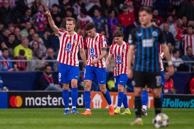 February 24, 2026, Madrid, Madrid, Spain: MADRID, SPAIN - FEBRUARY 24: ALEXANDER SORLOTH of Atletico de Madrid is seen celebrating his goal during the UEFA Champions League 2025 26 Knockout match second lag between Atletico de Madrid and Club Brugge KV, at Riyadh Air Metropolitano Stadium on February 23, 2026 in Madrid, Spain Madrid Spain - ZUMAl192 20260224_zsp_l192_014 Copyright: xMiguelxLemosx