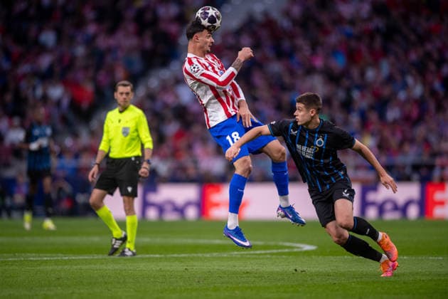 February 24, 2026, Madrid, Madrid, Spain: MADRID, SPAIN - FEBRUARY 24: MARC PUBILL of Atletico de Madrid is seen on action during the UEFA Champions League 2025 26 Knockout match second lag between Atletico de Madrid and Club Brugge KV, at Riyadh Air Metropolitano Stadium on February 23, 2026 in Madrid, Spain Madrid Spain - ZUMAl192 20260224_zsp_l192_025 Copyright: xMiguelxLemosx
