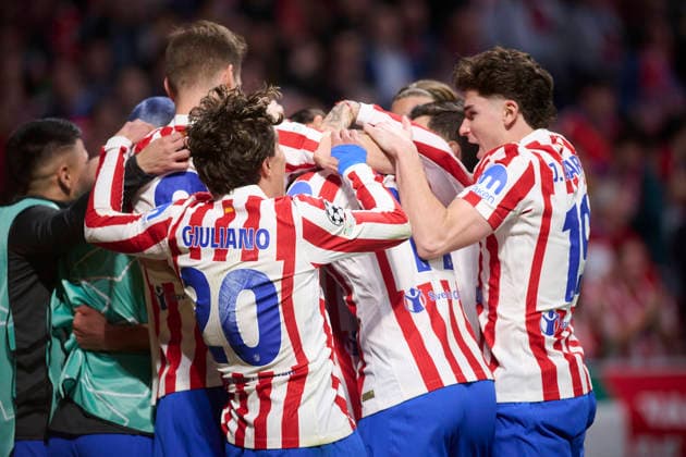 ATLETICO DE MADRID v CLUB BRUGGE KV. CHAMPIONS LEAGUE 2025 2026. ROUND KO PLAY-OFFS 2ND LEG MATCH. Atletico de Madrid s players celebrate goal during Champions League 2025 2026, KO play-offs 2nd leg match. February 24 ,2026. (ALTERPHOTOS Jorge Ropero) MadridSpain  Copyright: xJorgexRoperox