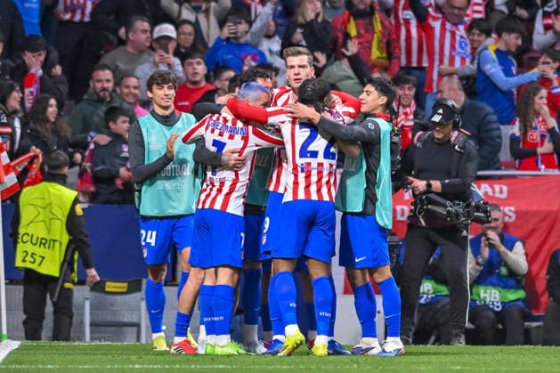 February 24, 2026, Madrid, Madrid, Spain: ALEXANDER SoËœRLOTH of Atletico de Madrid celebrates with teammates after scoring during the Champions League match, second leg of the Play-Off between ATLo°TICO DE MADRID and CLUB BRUJAS KV, held on February 24, 2026, at the Riad Air Metropolitano, Madrid, Spain. Madrid Spain - ZUMAc312 20260224_zsp_c312_133 Copyright: xOscarxManuelxSanchezx