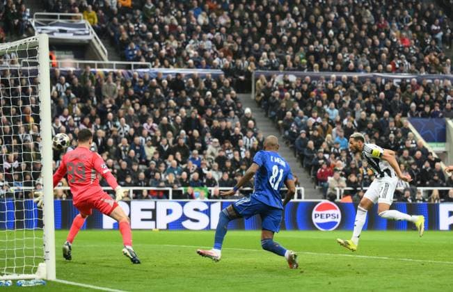 Joelinton of Newcastle United scores their second goal Newcastle United v Qarabag, UEFA Champions League, Knockout Round Play-Offs, Second Leg, Football, St James Park, Newcastle, UK - 24 Feb 2026Newcastle St James Park Azerbaijan EDITORIAL USE ONLY No use with unauthorised audio, video, data, fixture lists, club league logos or live services. Online in-match use limited to 120 images, no video emulation. No use in betting, games or single club league player publications.  Copyright: xRichardxLee Shutterstockx 16693044am