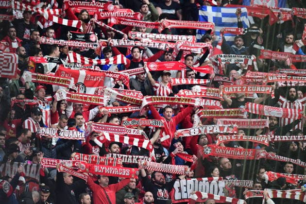 Bayer 04 Leverkusen v Olympiacos - UEFA Champions League LEVERKUSEN, GERMANY - FEBRUARY 24: Fans support their team during the UEFA Champions League play-off match between Bayer 04 Leverkusen and Olympiacos at BayArena in Leverkusen, Germany, on February 24, 2026. Hesham Elsherif Anadolu Leverkusen Germany. Editorial use only. Please get in touch for any other usage.  Copyright: x2026xAnadoluxHeshamxElsherifx