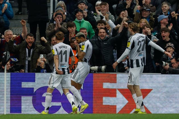 Newcastle United v FK QARABAG, Champions League Sandro Tonali of Newcastle United celebrates scoring his sides second goal of the match 2-0 during the Champions League match between Newcastle United and FK QARABAG at St. James s Park, Newcastle, UK on 24 February 2026. Newcastle St. James s Park Tyne and Wear UK Editorial use only , Copyright: xCraigxCowanx PSI-23795-0064