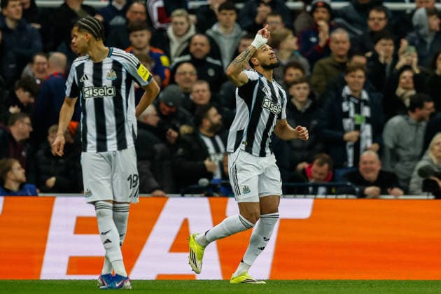 Newcastle United v FK QARABAG, Champions League Sandro Tonali of Newcastle United celebrates scoring his sides second goal of the match 2-0 during the Champions League match between Newcastle United and FK QARABAG at St. James s Park, Newcastle, UK on 24 February 2026. Newcastle St. James s Park Tyne and Wear UK Editorial use only , Copyright: xCraigxCowanx PSI-23795-0065