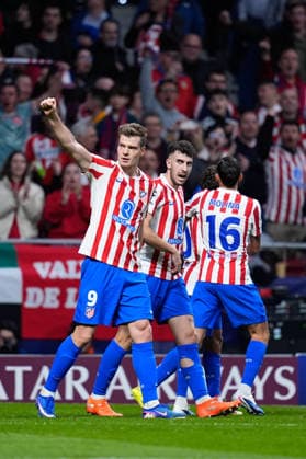 February 24, 2026, Madrid, Madrid, Spain: Alexander Sorloth of Atletico de Madrid celebrates a goal during the UEFA Champions League 2025 26 KO play-offs Second Leg match between Atletico de Madrid and Club Brugge KV at Riyadh Air Metropolitano on February 24, 2026, in Madrid, Spain. Madrid Spain - ZUMAa181 20260224_zaa_a181_169 Copyright: xDennisxAgyemanx