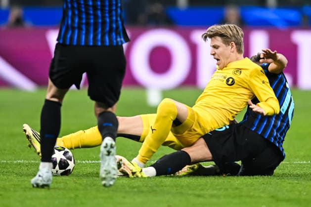260224 Jens Petter Hauge of Bodo Glimt during the UEFA Champions League football match between Inter and Bodo Glimt on February 24, 2026 in Milan Photo Marius Simensen BILDBYRAN COP 238 MM0057 bbeng football fotball fotboll soccer uefa champions league mesterligaen bodo glimt inter fc internazionale milano  Copyright: MARIUSxSIMENSEN BB260224BB375