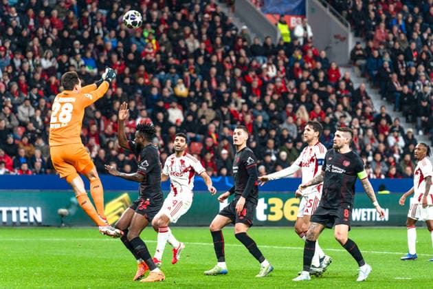 UEFA Champions League 2025 2026 Bayer 04 Leverkusen vs Olympiakos Piraeus, Play Offs second round, Tuesday, 23 02 2026 BayArena Nordrhein Westfalen, Germany Janis Blaswich 28 Copyright: xCelinaxLeiersx