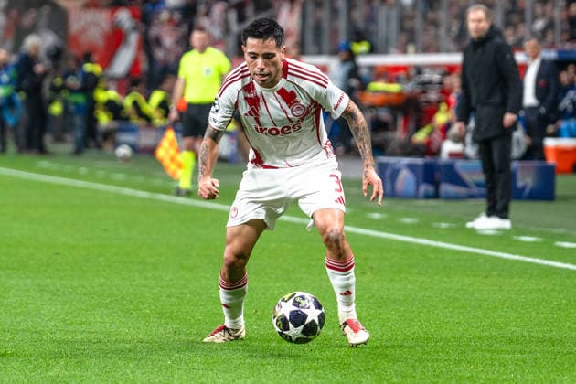 UEFA Champions League 2025 2026 Bayer 04 Leverkusen vs Olympiakos Piraeus, Play Offs second round, Tuesday, 23 02 2026 BayArena Nordrhein Westfalen, Germany Francisco Ortega Olympiakos Piraeus, 3 Copyright: xCelinaxLeiersx