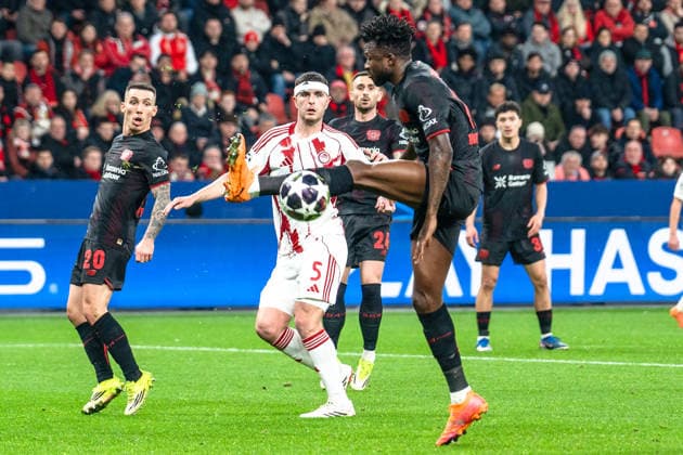 UEFA Champions League 2025 2026 Bayer 04 Leverkusen vs Olympiakos Piraeus, Play Offs second leg, Tuesday, 23 02 2026 BayArena Nordrhein Westfalen, Germany Edmond Tapsoba 12 Copyright: xCelinaxLeiersx