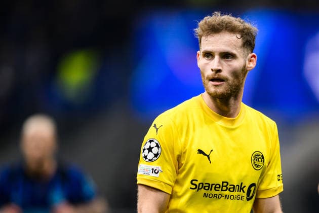 260224 Ole Didrik Blomberg of Bodo Glimt during the UEFA Champions League football match between Inter and Bodo Glimt on February 24, 2026 in Milan Photo Marius Simensen BILDBYRAN COP 238 MM0057 bbeng football fotball soccer uefa champions league mesterligaen bodo glimt inter fc internazionale milano  Copyright: MARIUSxSIMENSEN BB260224BB402