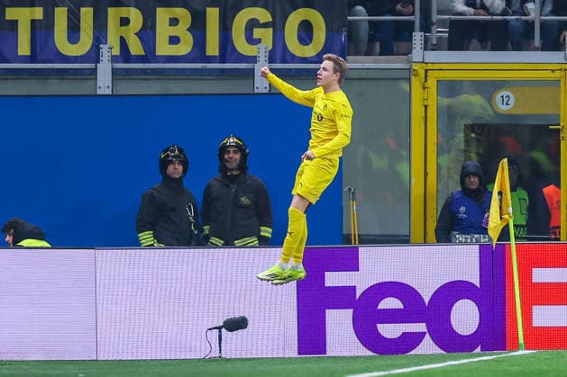 FC Internazionale vs FK Bodo Glimt UEFA Champions League 2025 26 League Knockout Play off Second Leg 24 02 2026 Jens Petter Hauge of FK Bodo Glimt celebrates after scoring a goal during UEFA Champions League 2025 26 League Knockout Play off Second Leg football match between FC Internazionale and FK Bodo Glimt at San Siro Stadium in Milan Copyright: xBEAUTIFULxSPORTS Carabellix