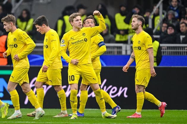 Jens Petter Hauge FK Bodo Glimt celebrates after scoring his team s first goal during the UEFA Champions League 2025 26 League Knockout Play off Second Leg match between FC Internazionale Milano and FK Bodo Glimt at Stadio San Siro on February 24, 2026 in Milan, Italy Photo by Harry Langer DeFodi Images