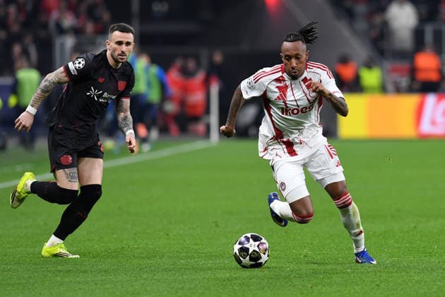Aleix Garcia Bayer 04 Leverkusen and Gelson Martins Olympiakos FC in a duel during the UEFA Champions League 2025 26, Play offs, second leg match between Bayer 04 Leverkusen and Olympiakos Piraeus, BayArena on February 24, 2026 in Leverkusen, Germany, Germany Photo by Ralf Treese DeFodi Images Aleix Garcia Bayer 04 Leverkusen and Gelson Martins Olympiakos FC battle for the ball during the UEFA Champions League 2025 26 League Knockout Play off Second Leg match between Bayer 04 Leverkusen and Olympiacos FC at BayArena on February 24, 2026 in Leverkusen, Germany Photo by Ralf Treese DeFodi Images