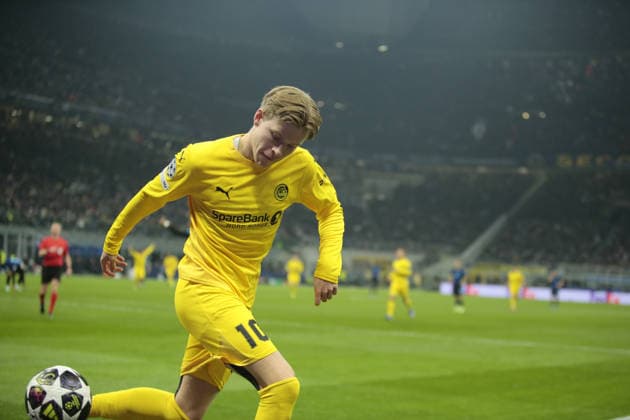 Jens Petter Hauge of FK Bodo Glimt celebrating after a goal during the Uefa Champions League, second leg play-off, season 2025-2026, football match between, FC Internazionale Milano v Fotballklubben Bodo Glimt on 24 February 2026 at â?? Giuseppe Meazza Stadium, San Siro, Milan, Italy Photo Nderim Kaceli  Copyright: xNderimxKaceli IPAxSportx xipa-agency.netx xx IPA_71980585 IPA_Agency_IPA71980585