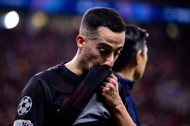 LEVERKUSEN, GERMANY - FEBRUARY 24: Lucas Vazquez of Bayer 04 Leverkusen reacts after being substituted during the UEFA Champions League 2025 26 League Knockout Play-off Second Leg match between Bayer 04 Leverkusen and Olympiacos FC at BayArena on February 24, 2026 in Leverkusen, Germany. (Photo by Rene Nijhuis) SPO  Copyright: xRenexNijhuis