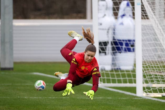 Frankfurt am Main, Germany February 24, 2026 Preparation for the womens World Cup qualifier Germany vs Slovenia training In the picture goalkeeper Stina Johannes Germany during training in Frankfurt Copyright: HMBxMedia MadeleinexFantini