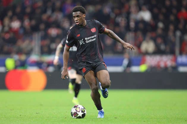 Ernest Poku Bayer 04 Leverkusen controls the ball during the UEFA Champions League 2025 26 League Knockout Play off Second Leg match between Bayer 04 Leverkusen and Olympiacos FC at BayArena on February 24, 2026 in Leverkusen, Germany Photo by Oliver Kaelke DeFodi Images