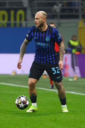 FC Internazionale Milano v FK Bodo Glimt - UEFA Champions League 2025 26 League Knockout Play-off Second Leg Federico Dimarco plays during the UEFA Champions League 2025 26 League Knockout Play-off Second Leg match between FC Internazionale Milano and FK Bodo Glimt in Milano, Italy, on February 24, 2026, at Giuseppe Meazza stadium Milano Milano Italy  Copyright: xMairoxCinquettix originalFilename:cinquetti-fcintern260224_npJL2.jpg