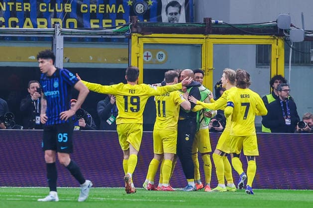 FC Internazionale vs FK Bodo Glimt UEFA Champions League 2025 26 League Knockout Play off Second Leg 24 02 2026 Hakon Evjen of FK Bodo Glimt celebrates with his team mates after scoring a goal during UEFA Champions League 2025 26 League Knockout Play off Second Leg football match between FC Internazionale and FK Bodo Glimt at San Siro Stadium in Milan Copyright: xBEAUTIFULxSPORTS Carabellix
